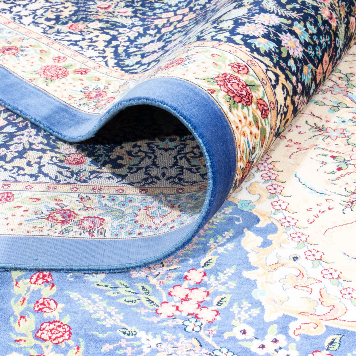 Tapis persan - Ghom - 300 x 200 cm - bleu