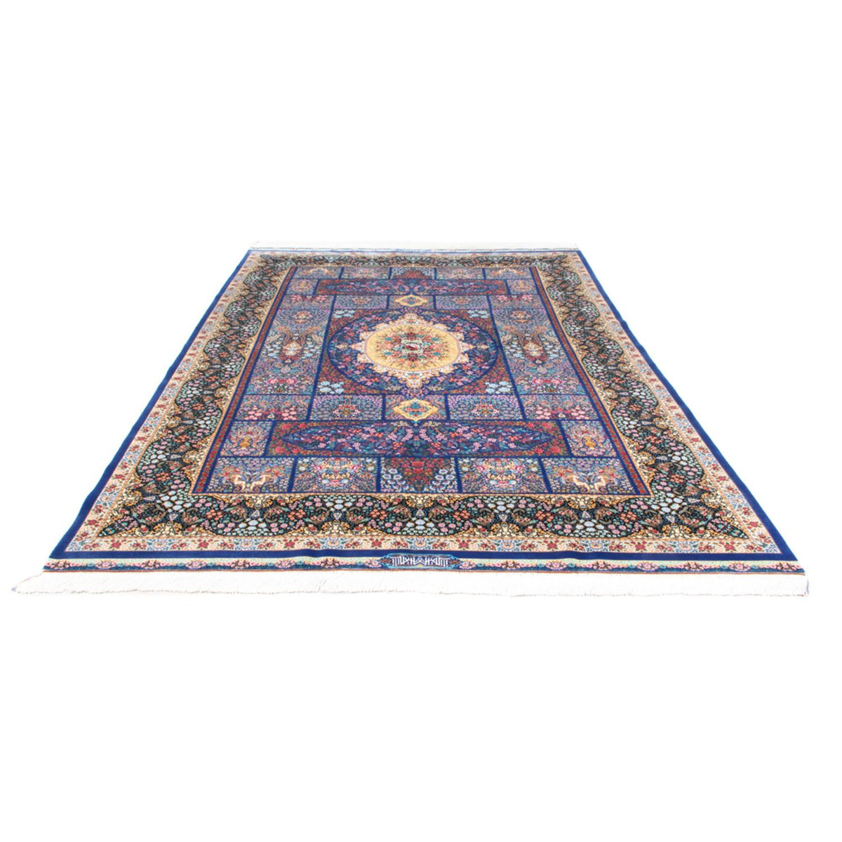 Tapis persan - Ghom - 300 x 200 cm - bleu