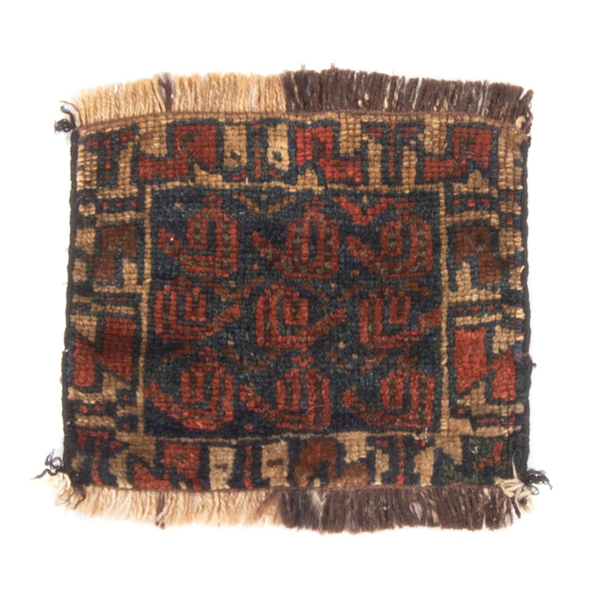 Tapis afghan carré - 32 x 20 cm - multicolore
