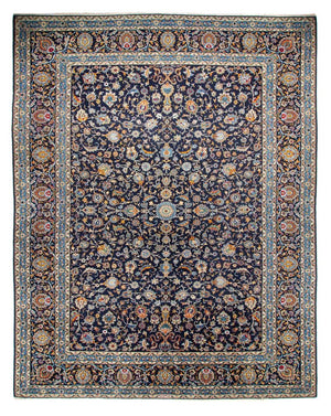 Tapis persan - Keshan - 390 x 300 cm - bleu foncé