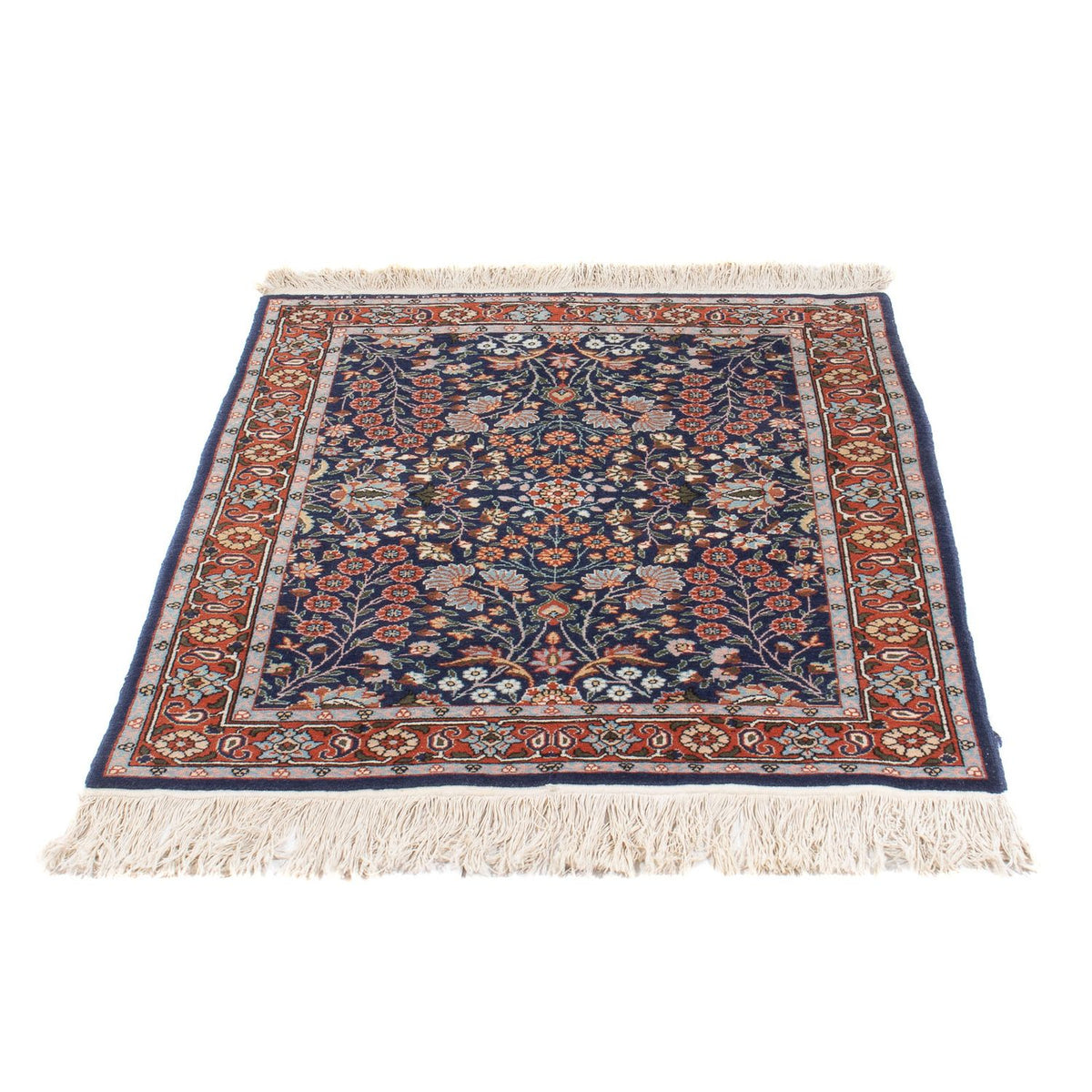 Tapis oriental - Hereke - 107 x 82 cm - bleu foncé