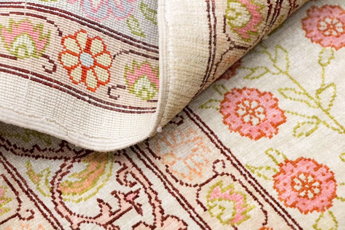 Tapis en soie - Soie Hereke - Premium - 100 x 64 cm - beige