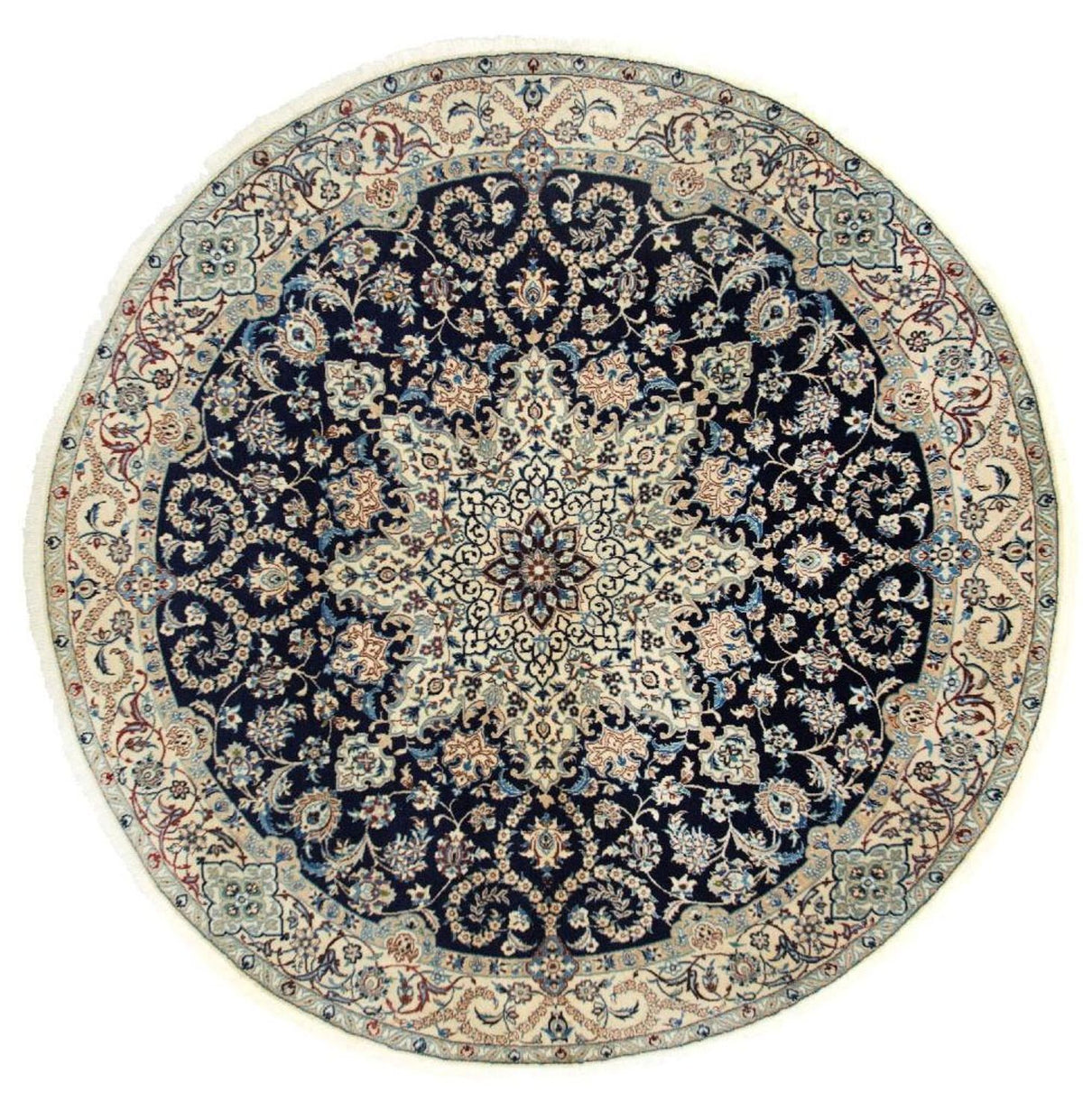 Tapis persan - Nain - Royal ronde - 210 x 210 cm - bleu foncé