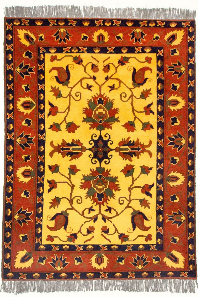 Tapis afghan - Hatschlu - 201 x 155 cm - jaune