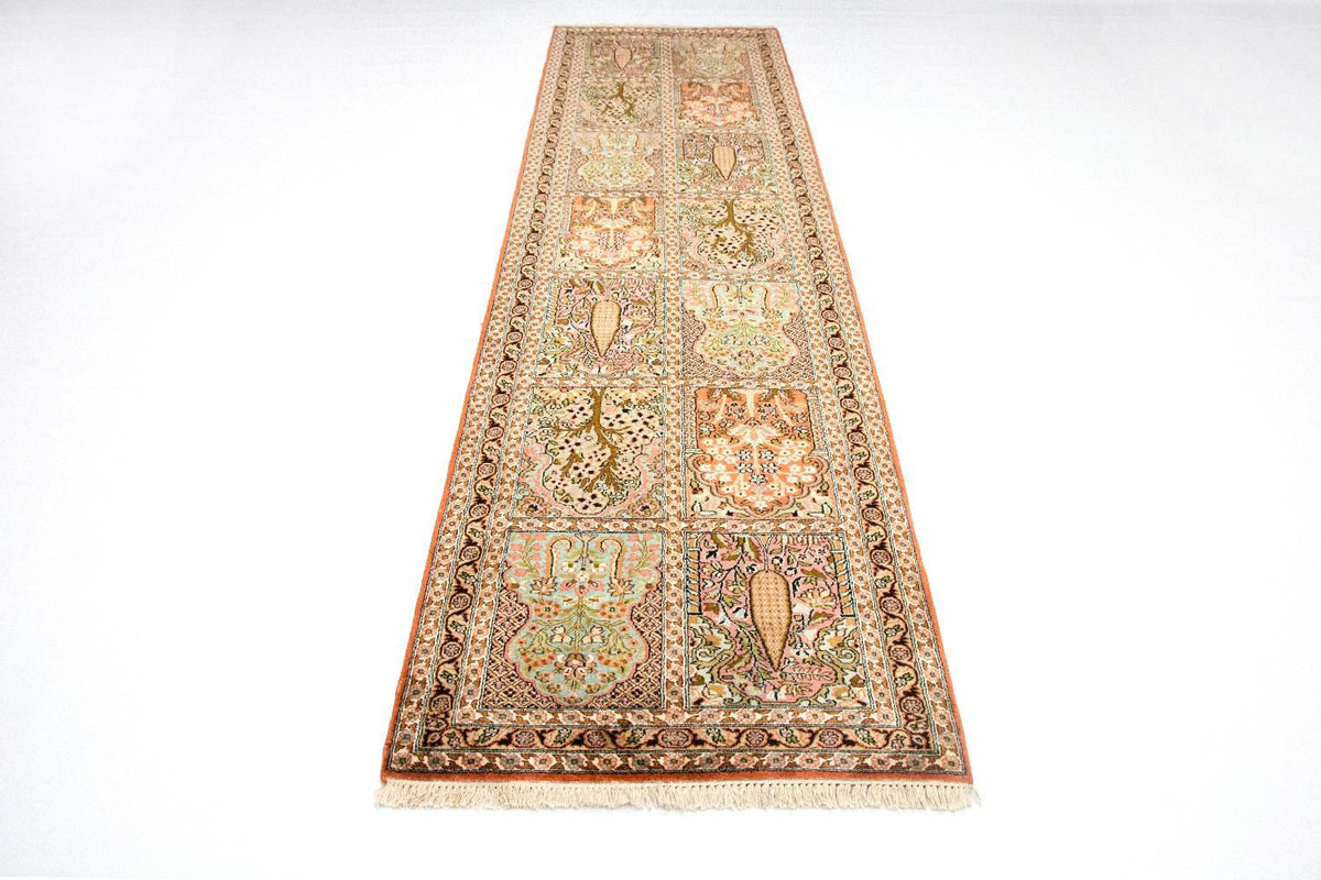 Tapis de couloir Tapis en soie - Soie du Cachemire - 313 x 82 cm - multicolore