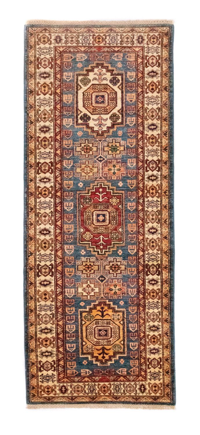 Tapis de couloir Tapis Ziegler - Kazak - 212 x 79 cm - bleu
