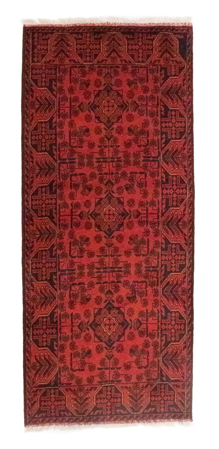 Tapis de couloir Tapis afghan - Kunduz - 189 x 75 cm - rouge
