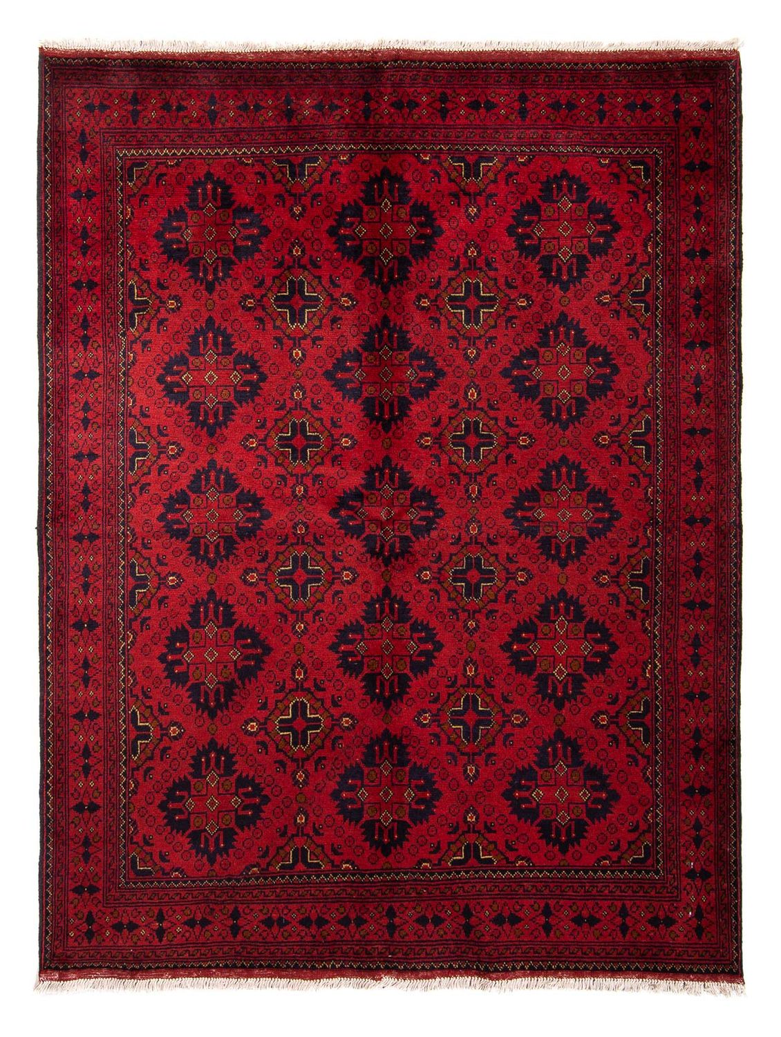 Tapis afghan - Kunduz - 200 x 156 cm - rouge foncé