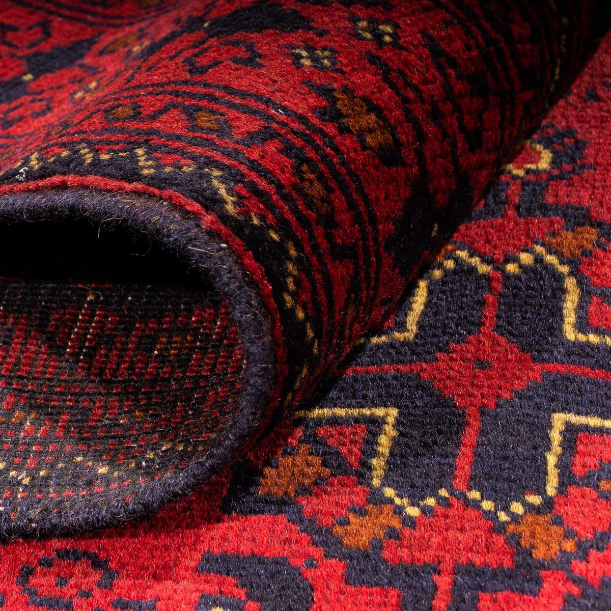 Tapis afghan - Kunduz - 200 x 156 cm - rouge foncé
