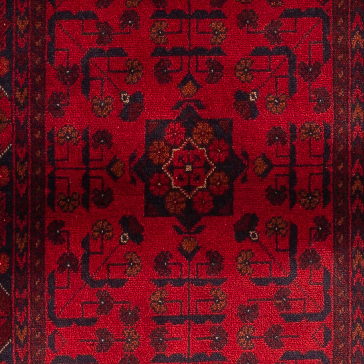 Tapis de couloir Tapis afghan - Kunduz - 299 x 82 cm - rouge foncé