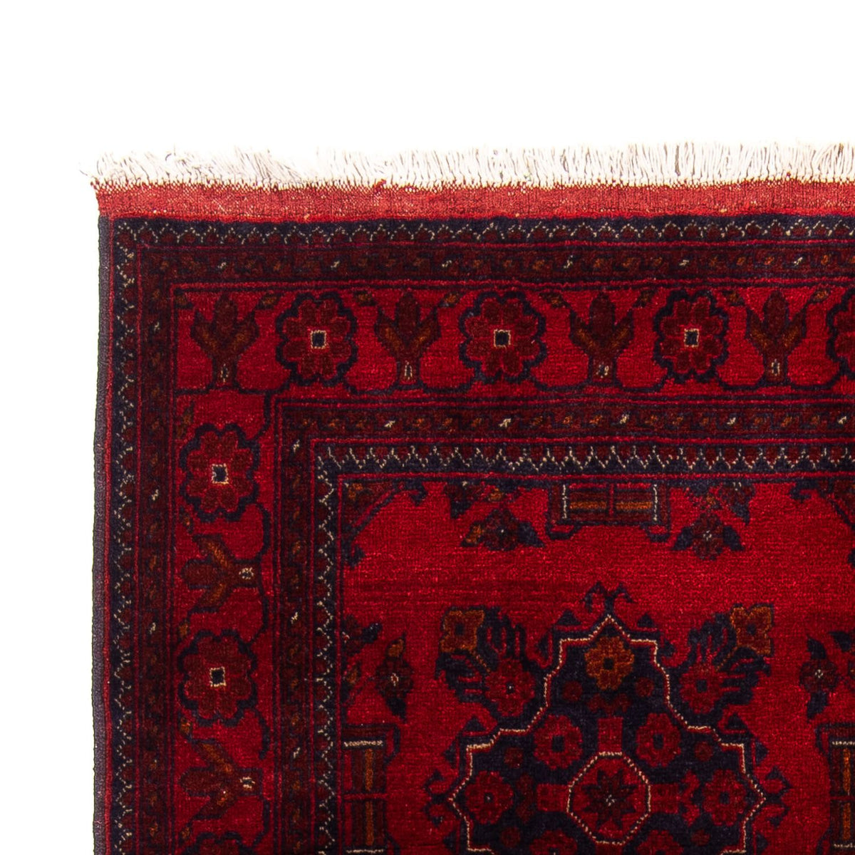 Tapis afghan - Kunduz - 219 x 126 cm - rouge foncé