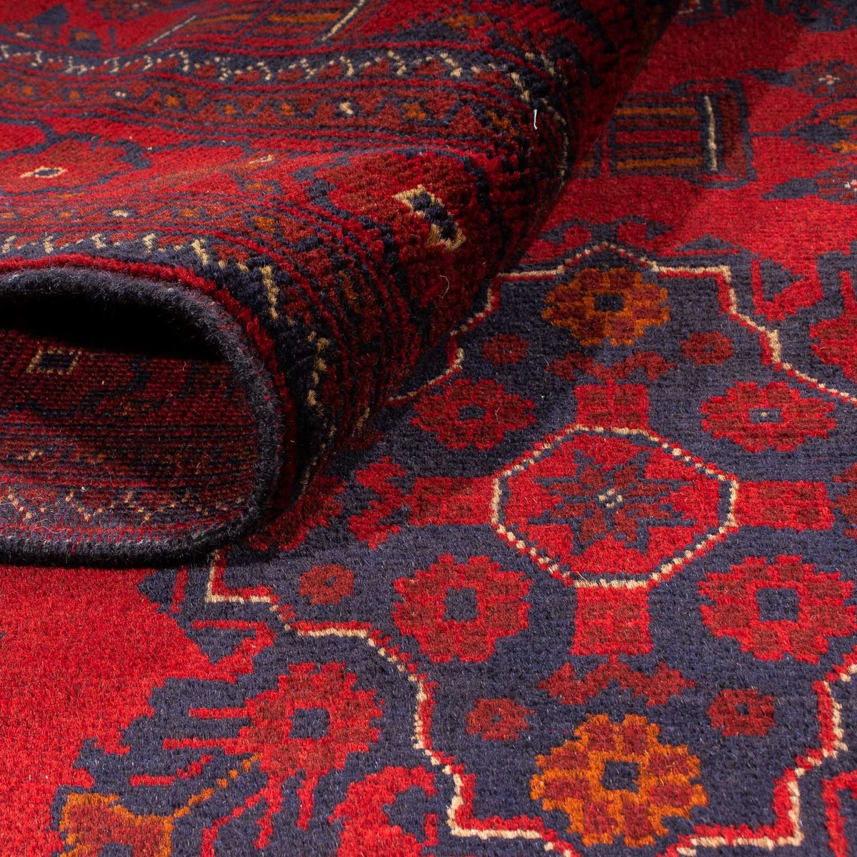 Tapis afghan - Kunduz - 219 x 126 cm - rouge foncé