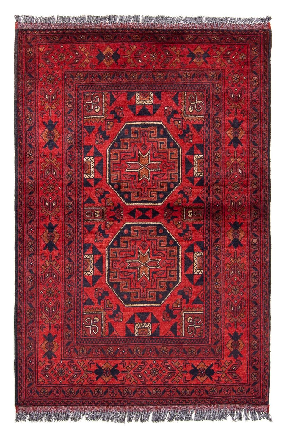 Tapis afghan - Kunduz - 146 x 102 cm - rouge foncé