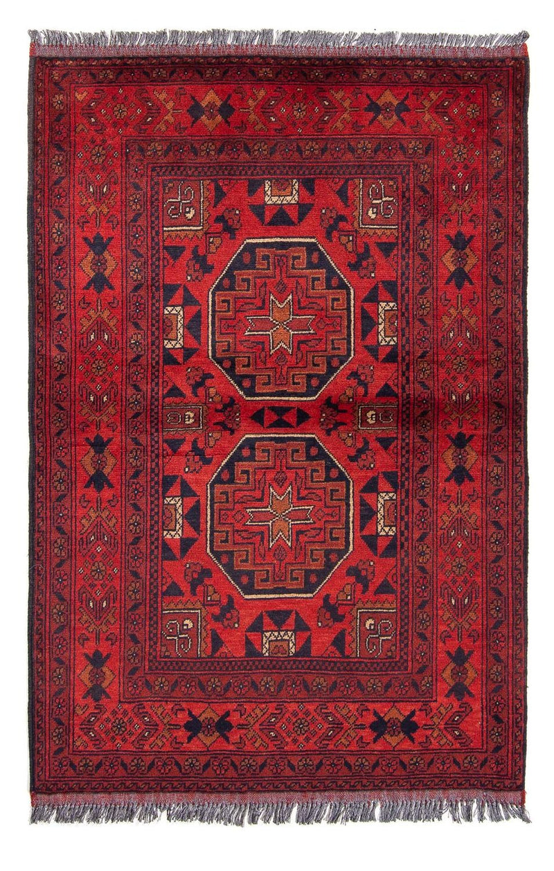 Tapis afghan - Kunduz - 146 x 102 cm - rouge foncé