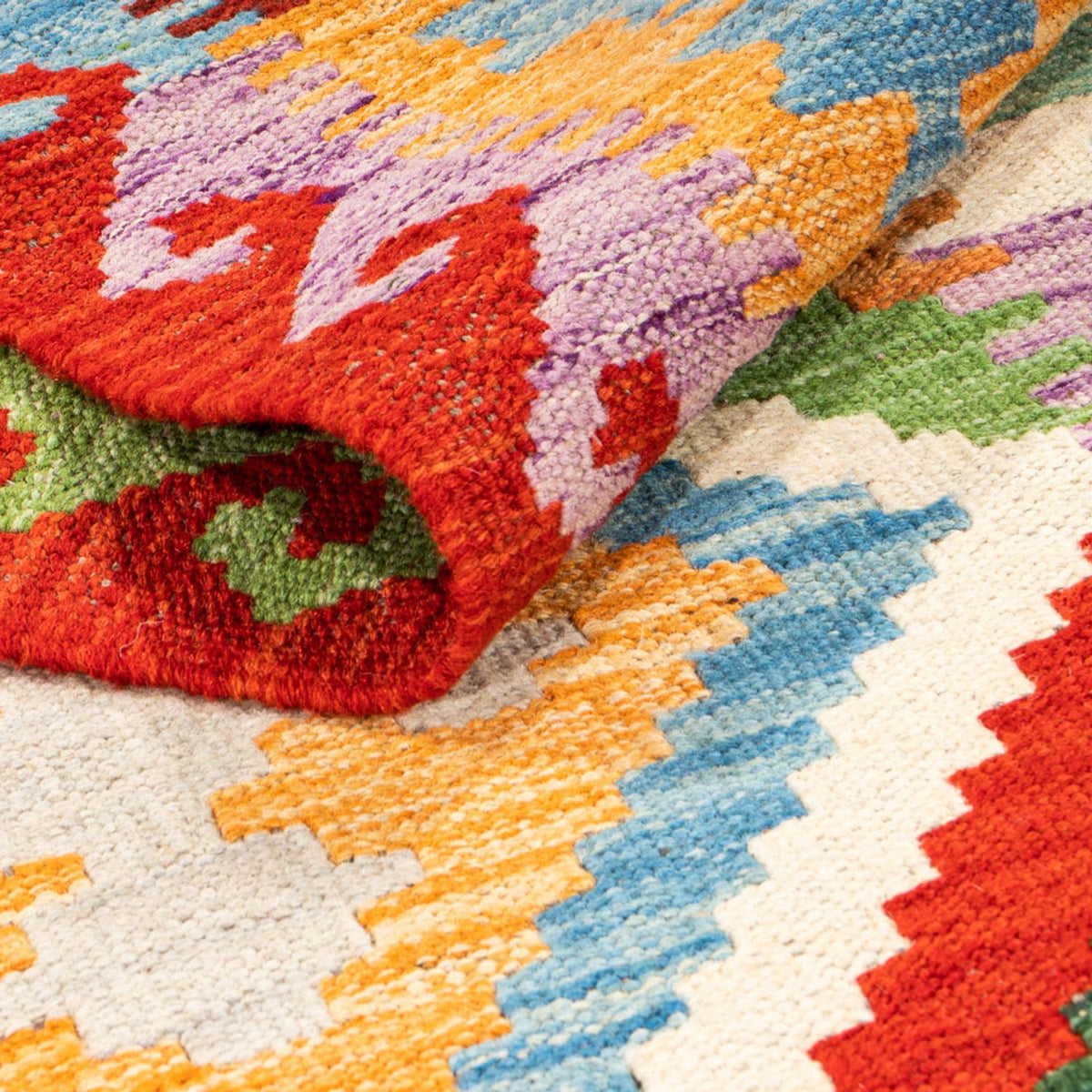 Tapis de couloir Tapis Kelim - Splash - 292 x 80 cm - multicolore