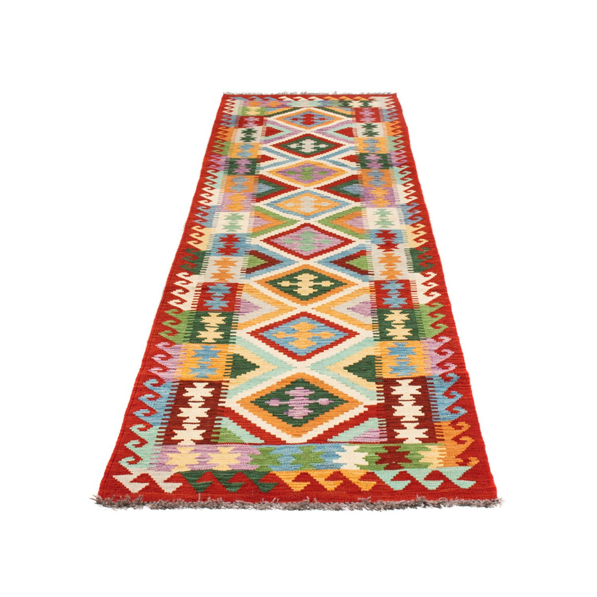 Tapis de couloir Tapis Kelim - Splash - 292 x 80 cm - multicolore