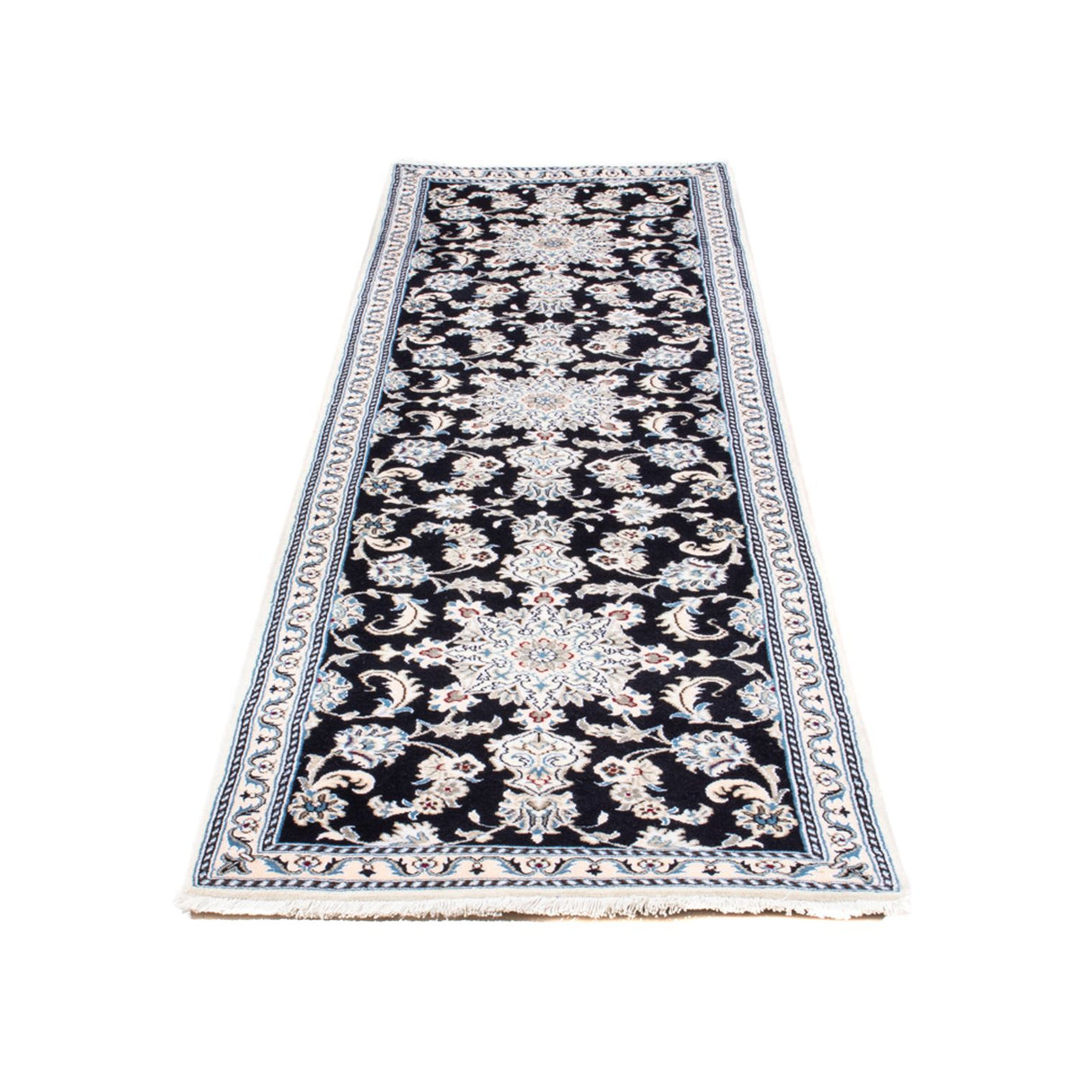 Tapis de couloir Tapis persan - Nain - 297 x 79 cm - bleu foncé