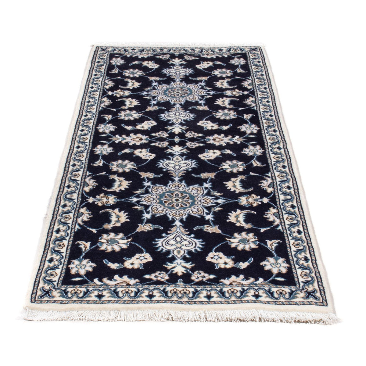 Tapis de couloir Tapis persan - Nain - 202 x 78 cm - bleu foncé