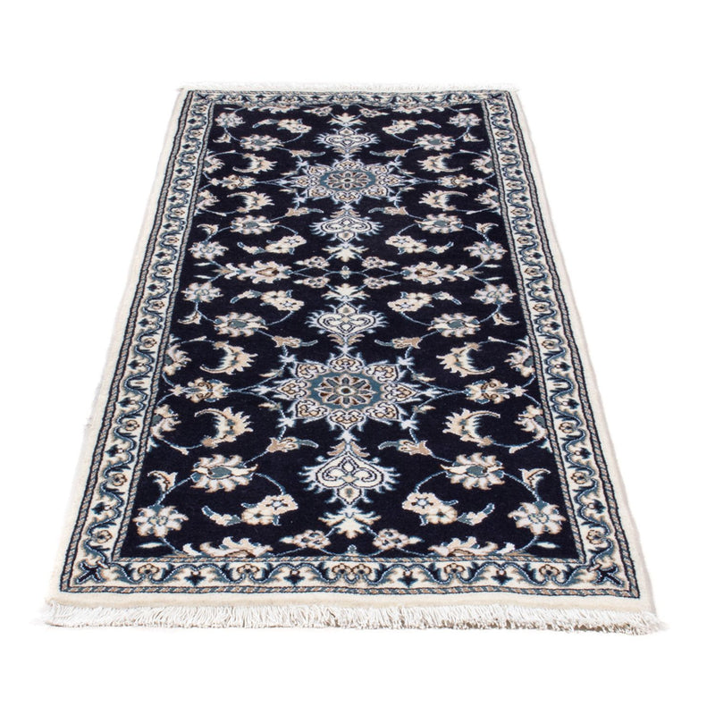 Tapis de couloir Tapis persan - Nain - 202 x 78 cm - bleu foncé