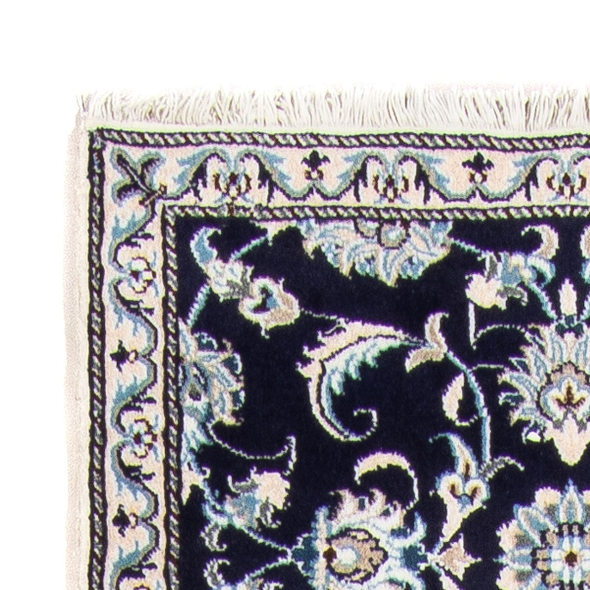 Tapis persan - Nain - 134 x 71 cm - bleu foncé
