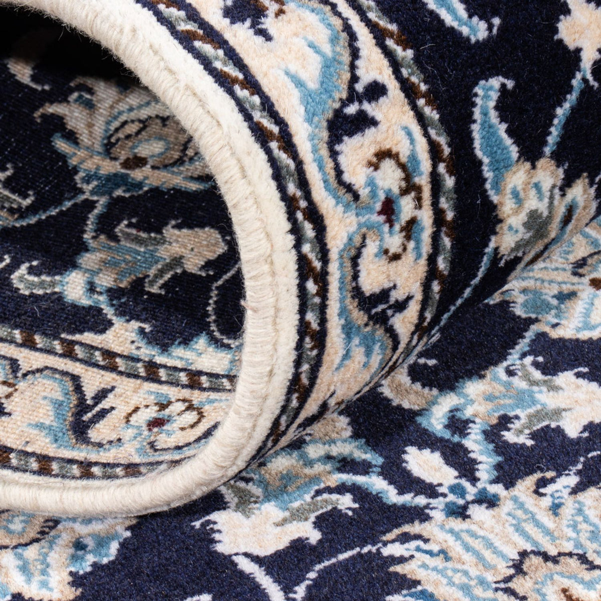 Tapis persan - Nain - 134 x 71 cm - bleu foncé