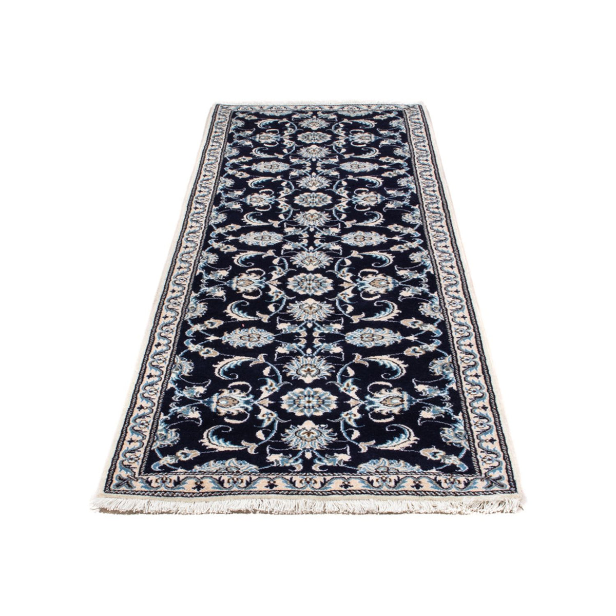Tapis persan - Nain - 134 x 71 cm - bleu foncé