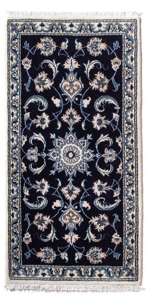 Tapis persan - Nain - 141 x 72 cm - bleu foncé