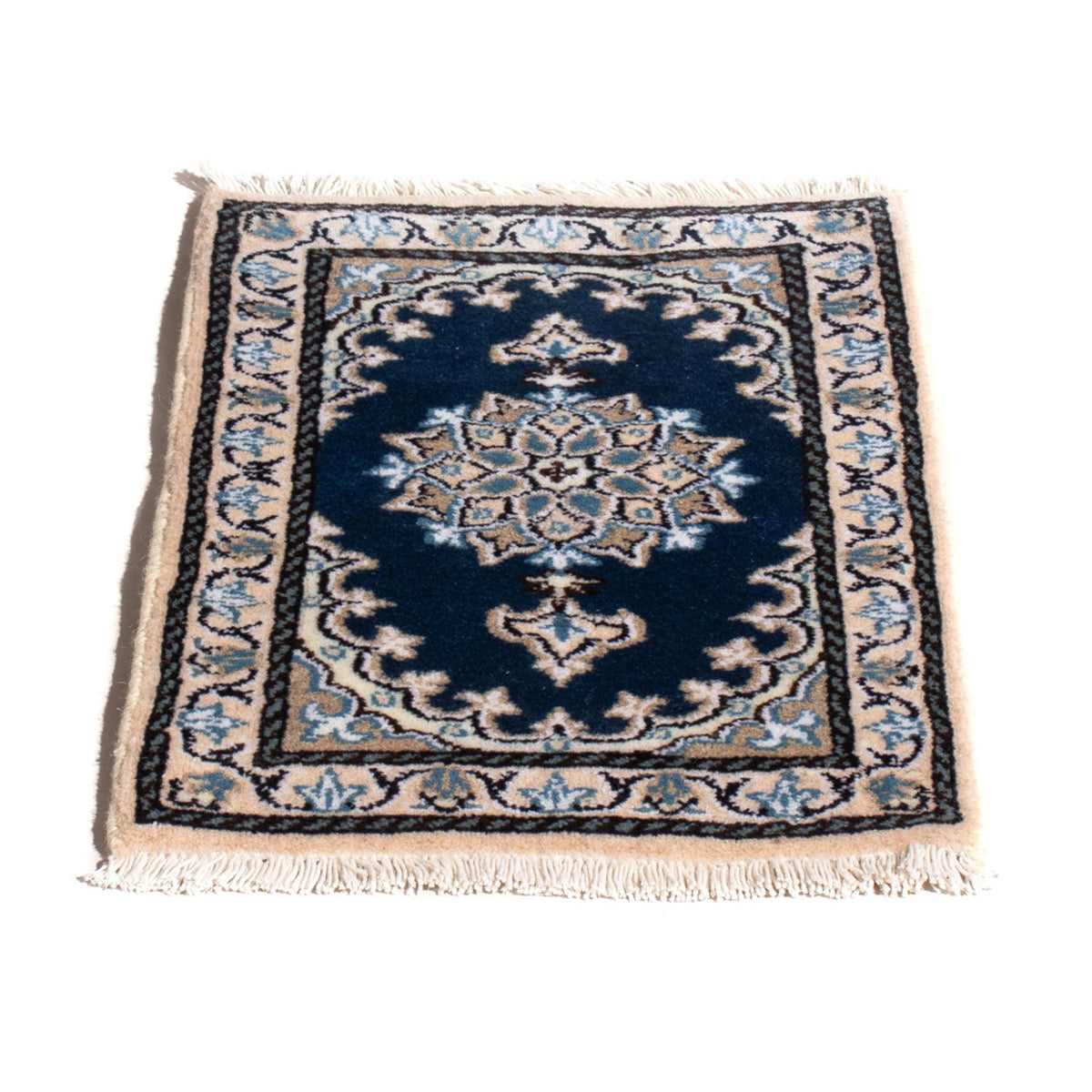 Tapis persan - Nain - 60 x 40 cm - bleu foncé