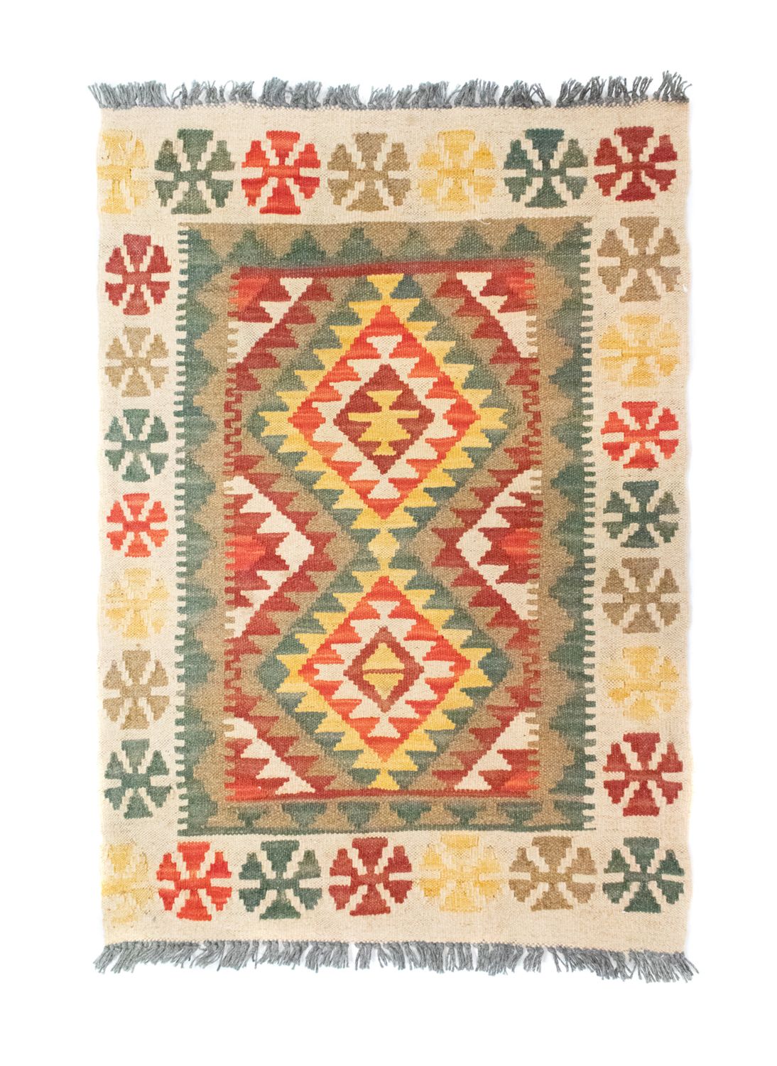 Tapis Kelim - Oriental - 90 x 60 cm - vert