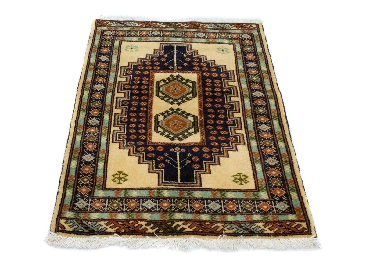 Tapis Turkaman - 91 x 64 cm - bleu