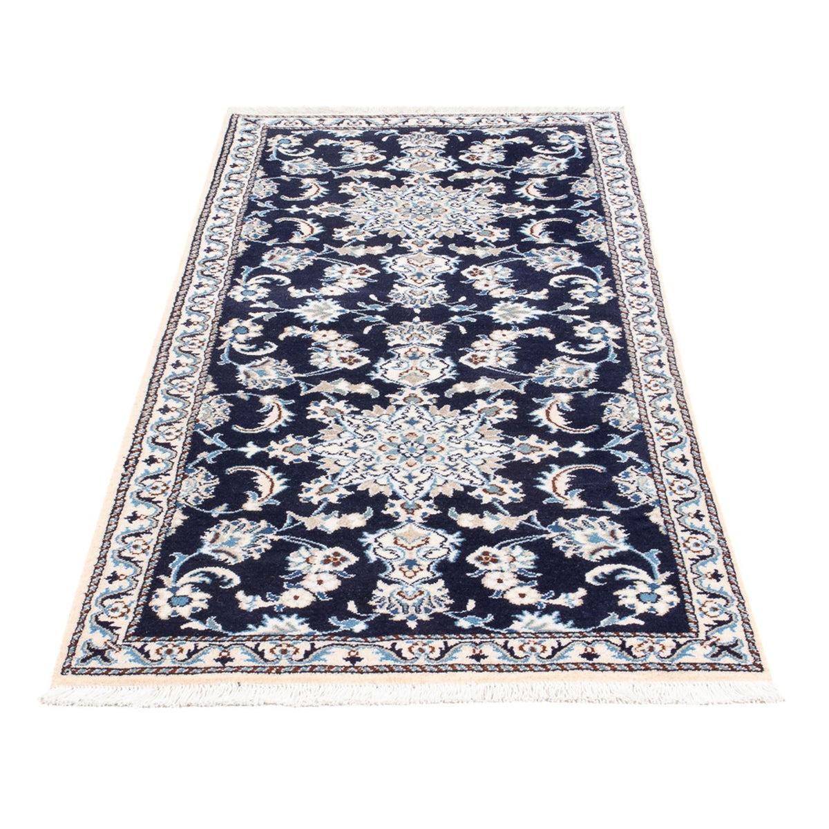 Tapis de couloir Tapis persan - Nain - 197 x 77 cm - bleu foncé