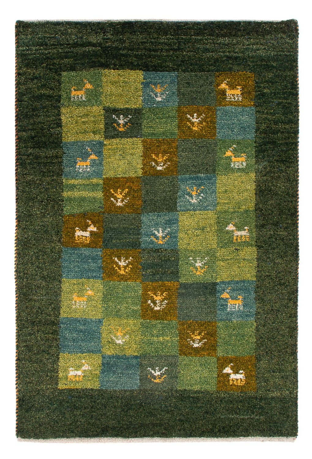 Tapis Gabbeh - Persan - 87 x 61 cm - vert