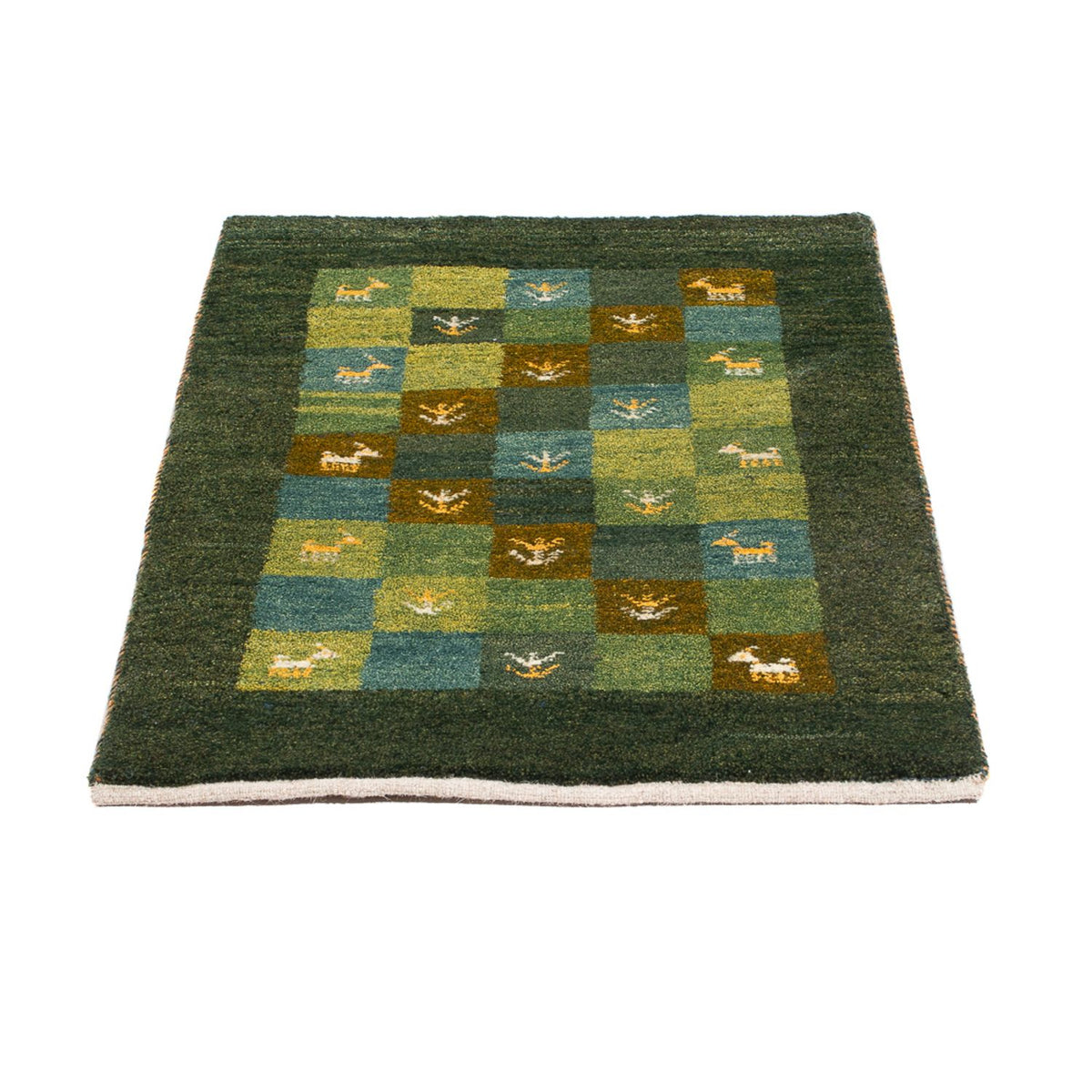 Tapis Gabbeh - Persan - 87 x 61 cm - vert