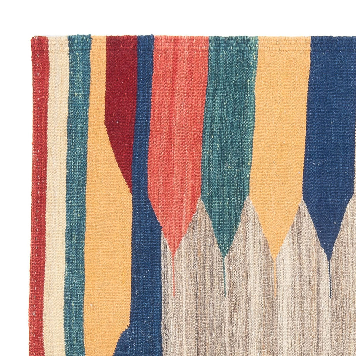 Tapis Kelim - Oriental carré - 128 x 125 cm - vert menthe