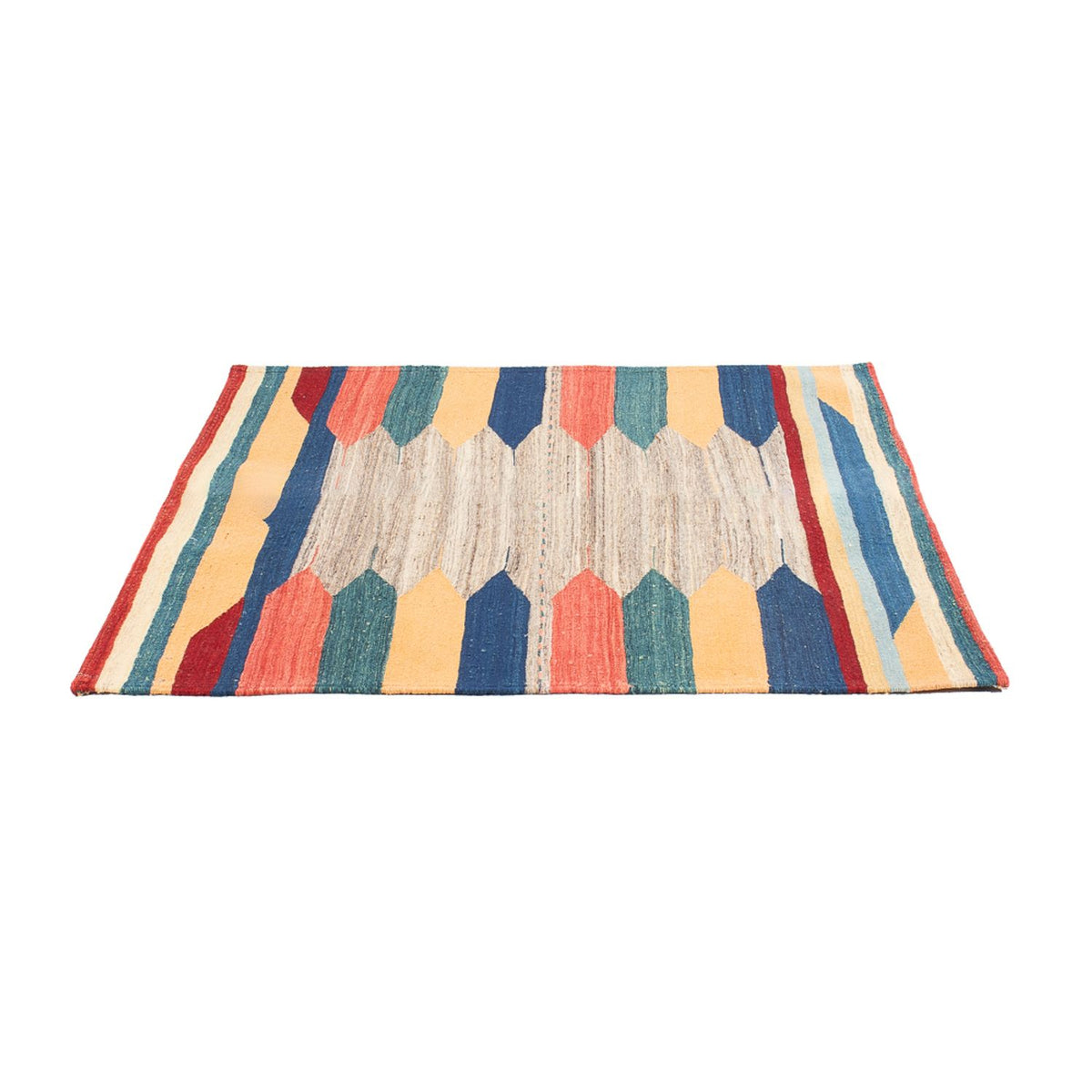Tapis Kelim - Oriental carré - 128 x 125 cm - vert menthe