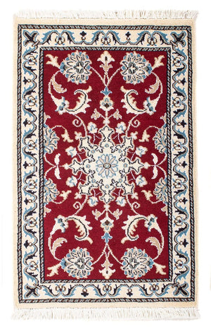 Tapis persan - Nain - 89 x 56 cm - rouge foncé