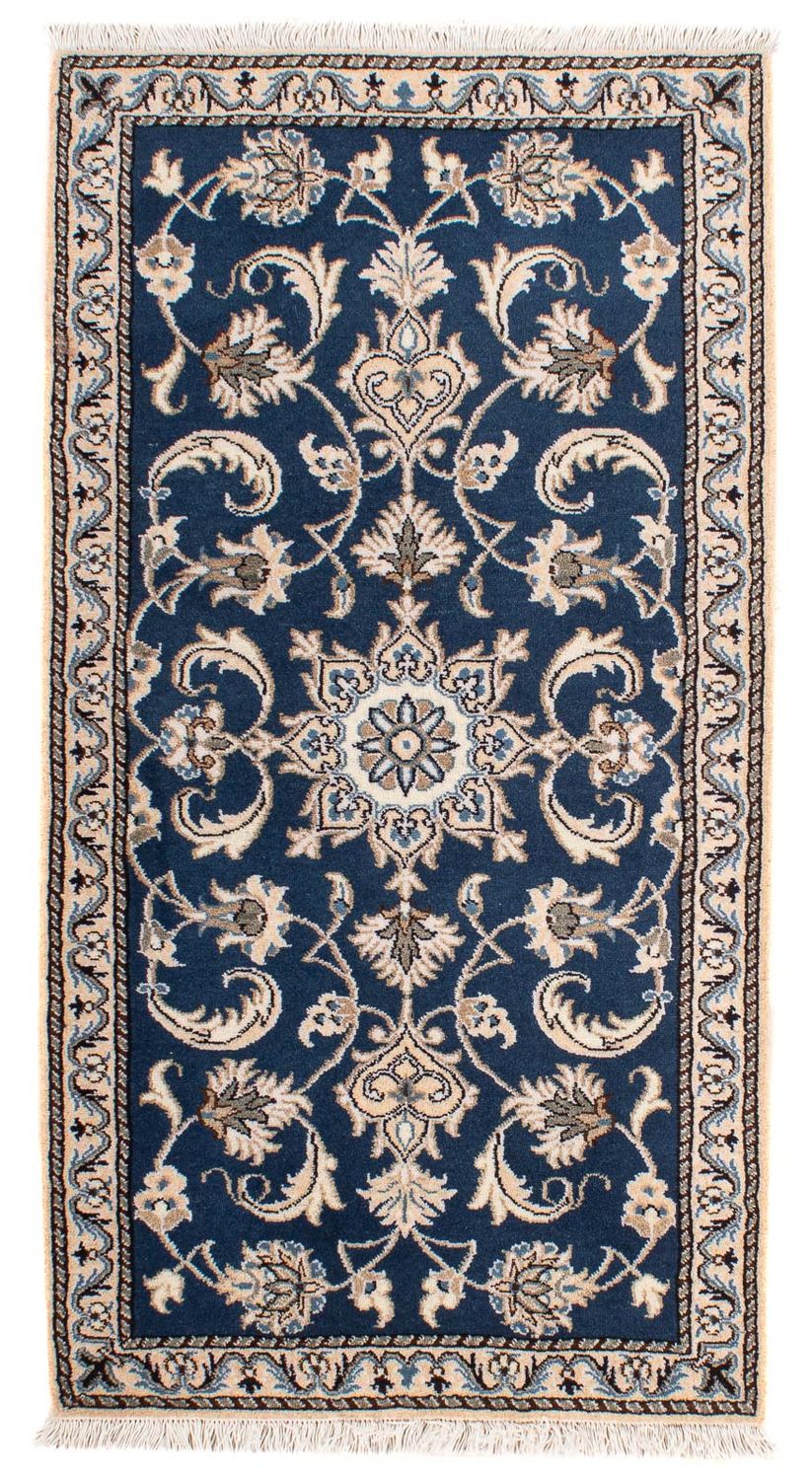 Tapis persan - Nain - 140 x 70 cm - bleu foncé