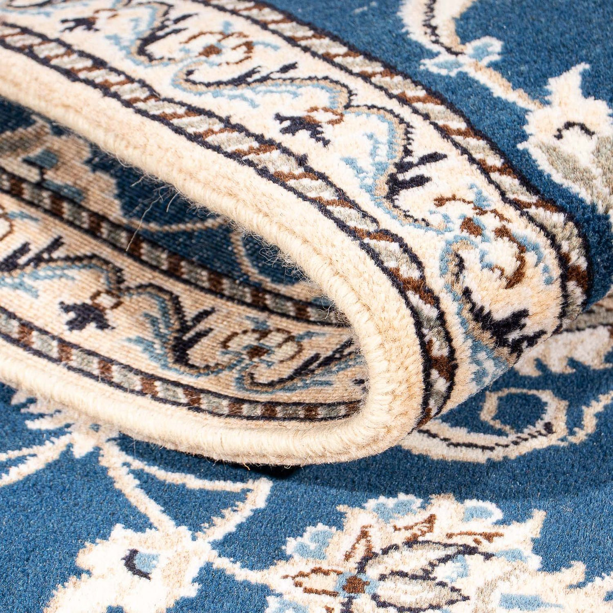 Tapis persan - Nain - 140 x 70 cm - bleu foncé