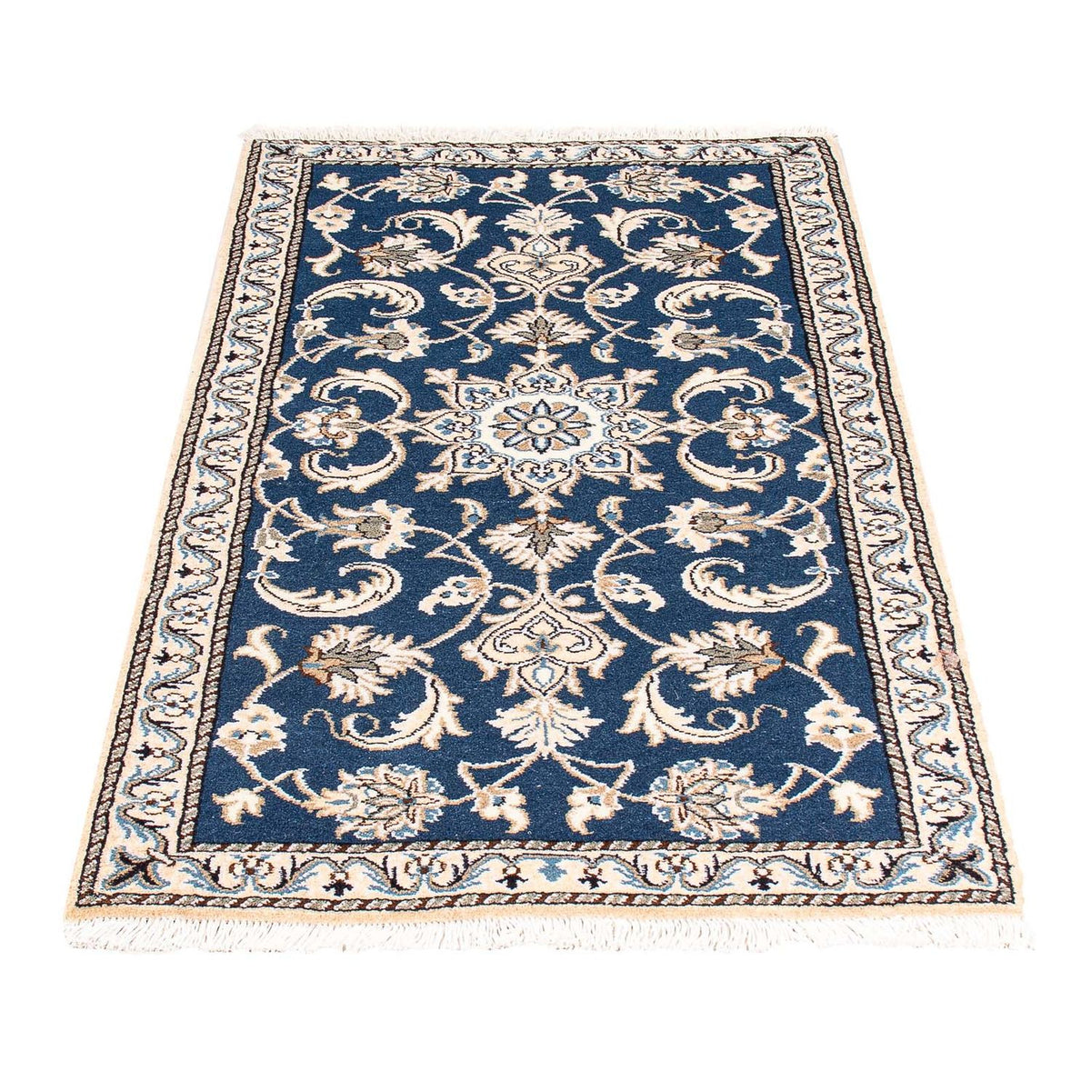 Tapis persan - Nain - 140 x 70 cm - bleu foncé