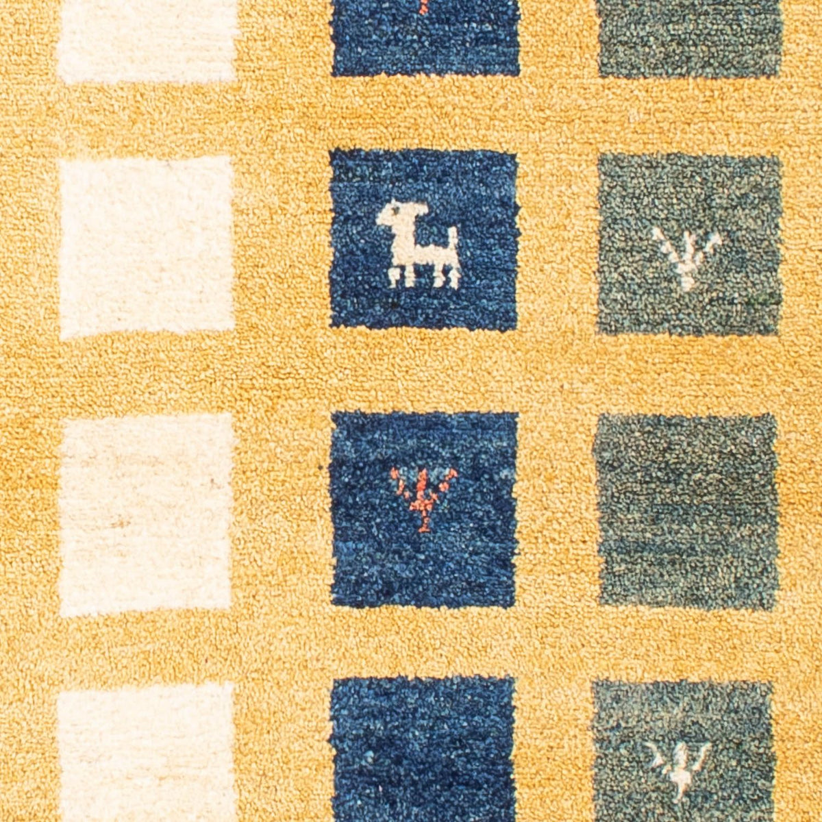 Tapis Gabbeh - Loribaft Persan - 118 x 84 cm - jaune moutarde