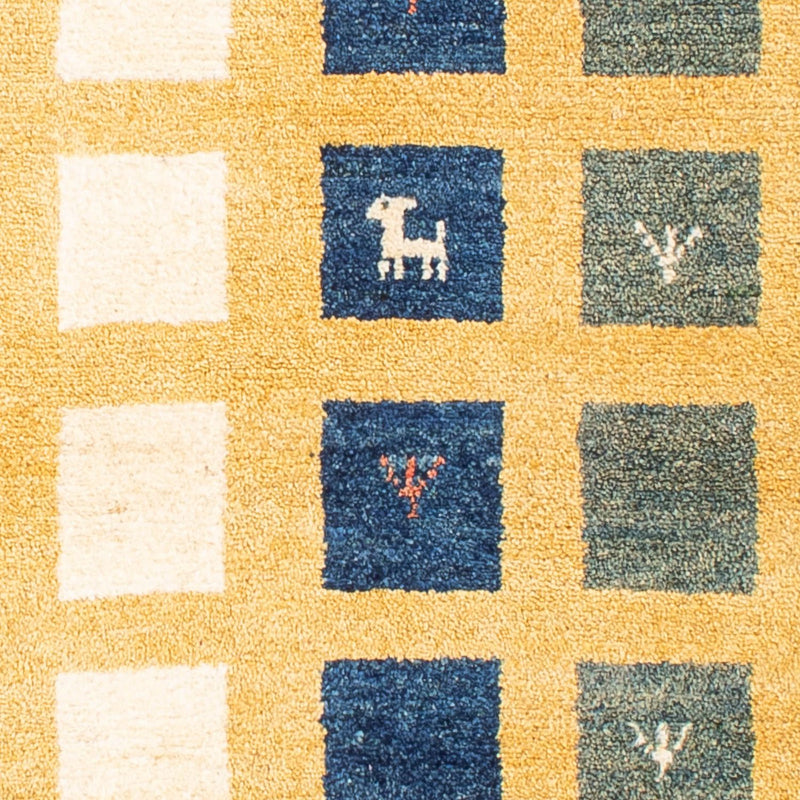 Tapis Gabbeh - Loribaft Persan - 118 x 84 cm - jaune moutarde