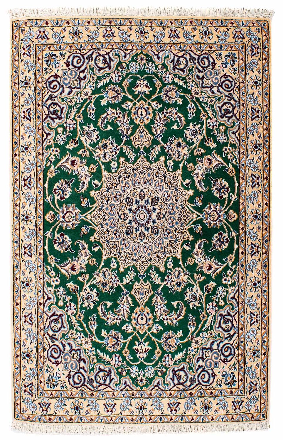 Tapis persan - Nain - Royal - 148 x 101 cm - vert foncé