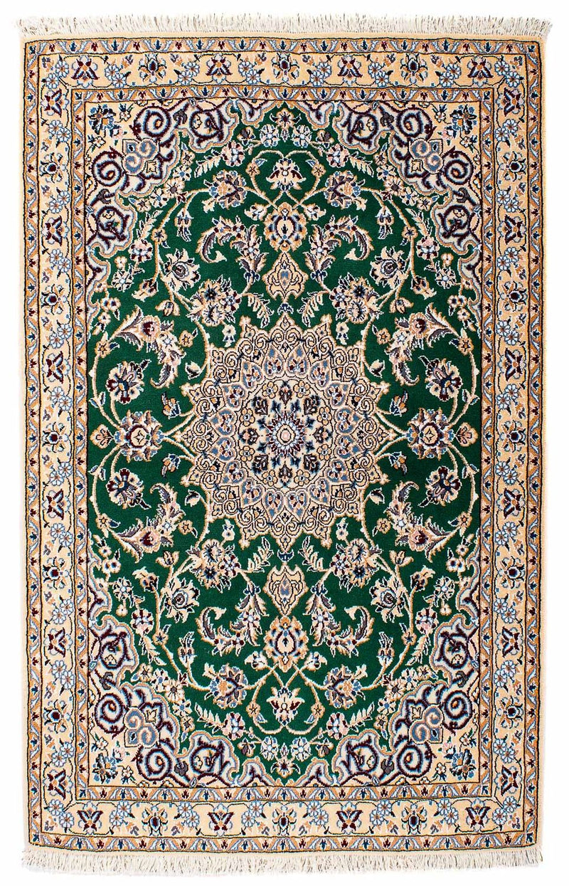 Tapis persan - Nain - Royal - 148 x 101 cm - vert foncé
