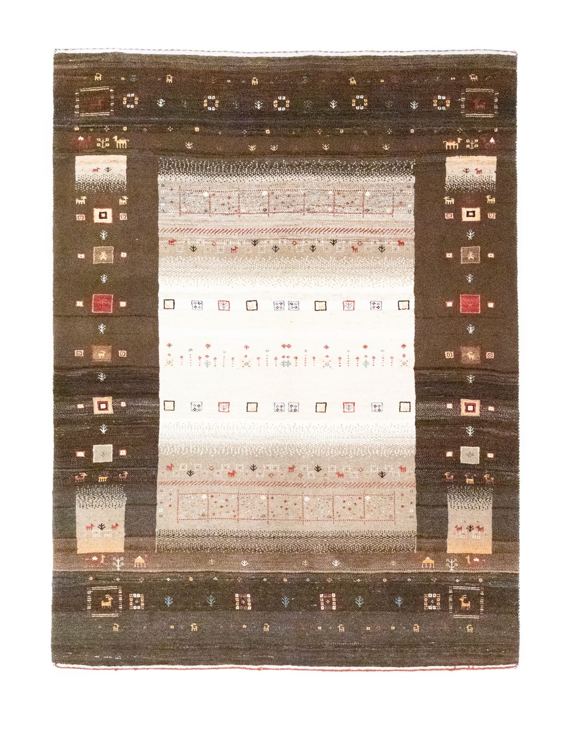 Tapis Gabbeh - Loribaft Persan - 194 x 148 cm - marron