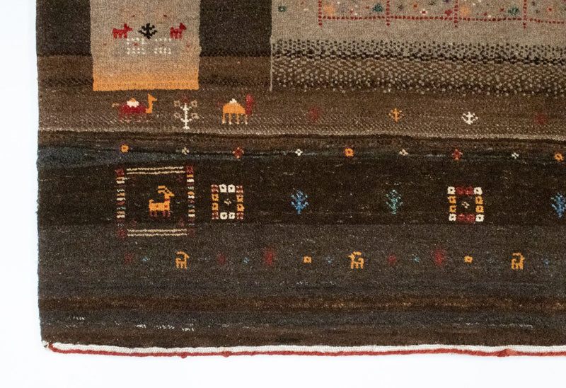 Tapis Gabbeh - Loribaft Persan - 194 x 148 cm - marron