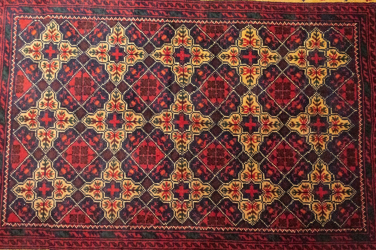 Tapis afghan - 143 x 105 cm - bleu
