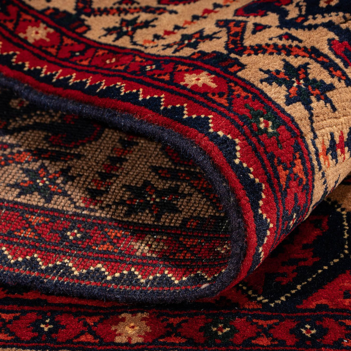 Tapis afghan - 144 x 98 cm - rouge foncé