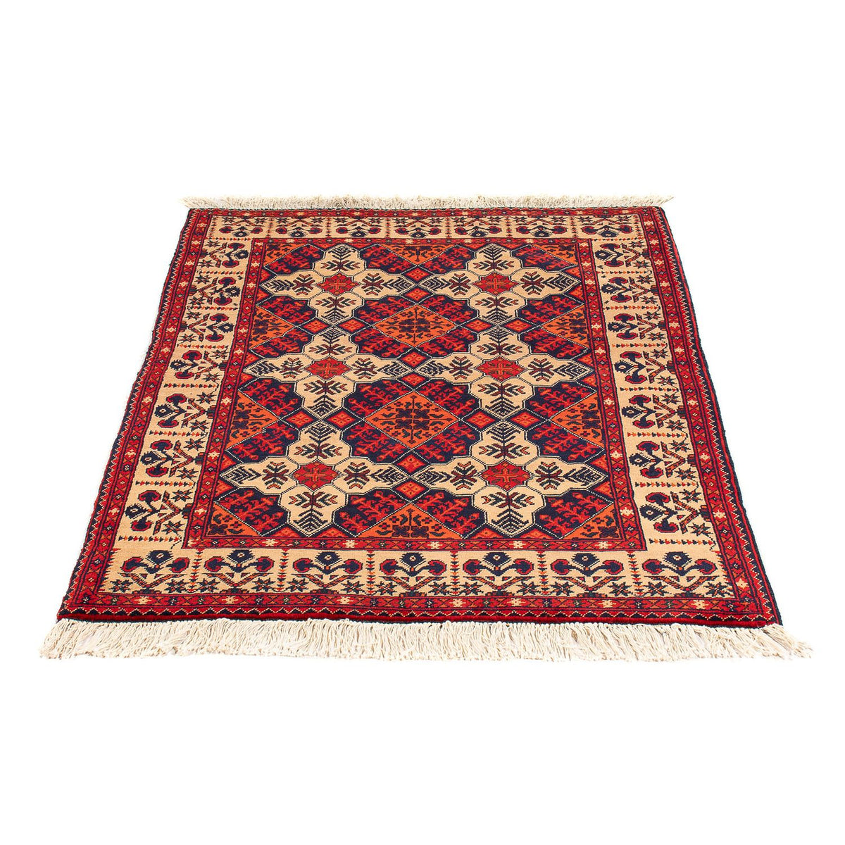 Tapis afghan - 144 x 98 cm - rouge foncé