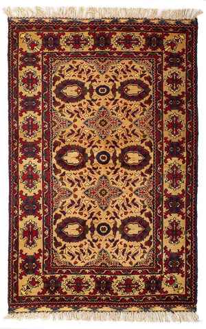 Tapis afghan - 156 x 101 cm - beige