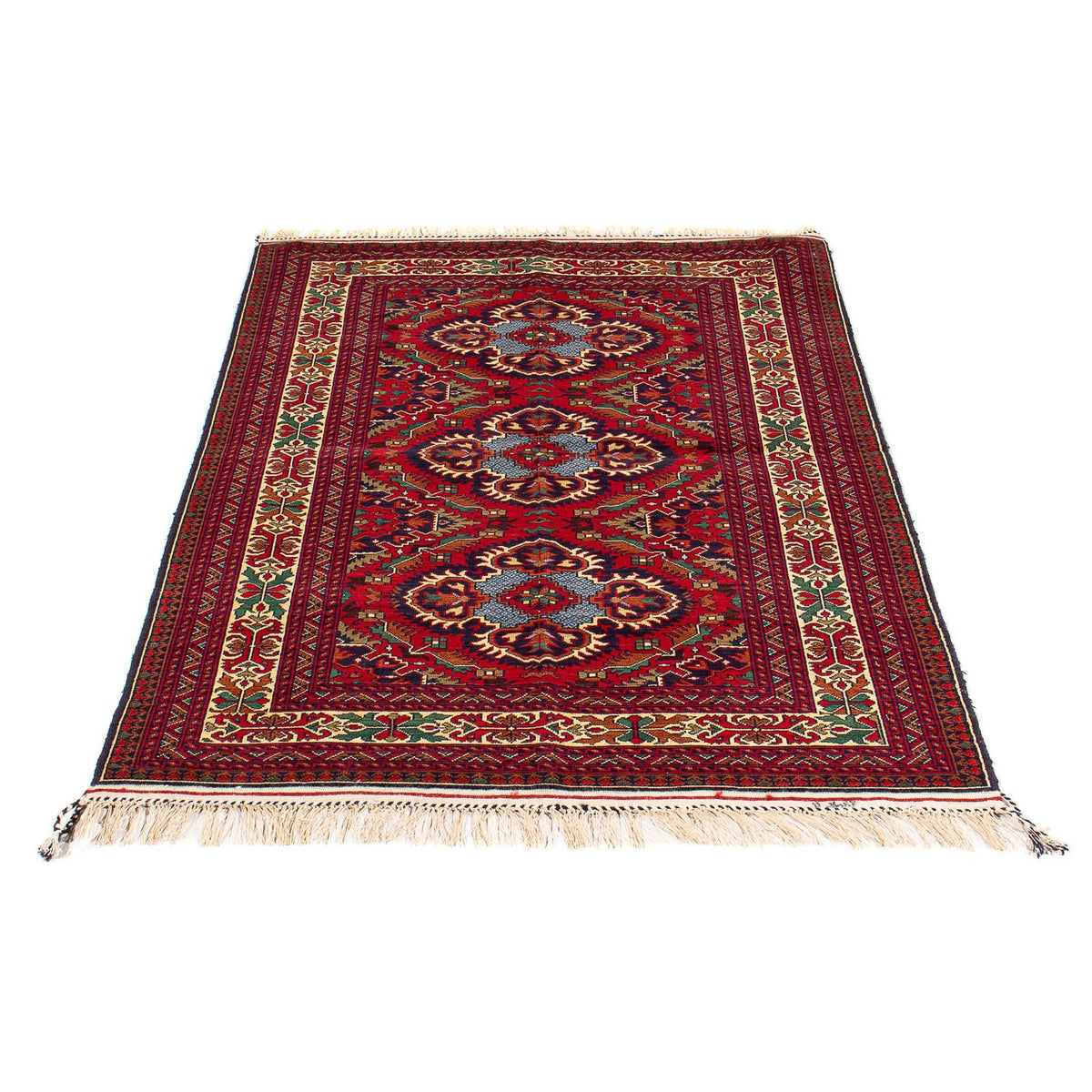 Tapis afghan - 145 x 93 cm - rouge foncé